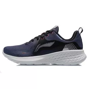 Li-Ning Мягкие амортизирующие нескользящие прочные низкие спортивные повседневные туфли мужские кроссовки черные синие ARHR077-3 44