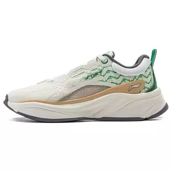 Li Ning Мягкие нескользящие износостойкие дышащие низкие повседневные туфли мужские кроссовки белые зеленые AGLT051-5 40