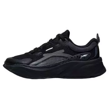 Li Ning Мягкие нескользящие износостойкие низкие повседневные туфли женские кроссовки черные AGLT052-7 36
