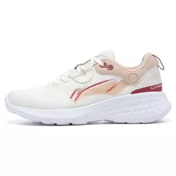 Li-Ning Мягкие прочные дышащие низкие спортивные повседневные туфли женские кроссовки белые коричневые AGLT008-3 35