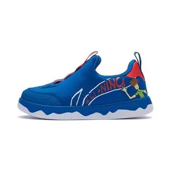 Li Ning Мягкие спортивные удобные нескользящие износостойкие низкие детские кроссовки для скейтбординга Детские кроссовки Crystal-Blue YKNR148-3 25