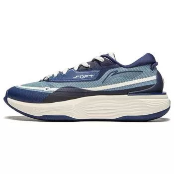 Li Ning Мягкие теплые модные нескользящие износостойкие низкие повседневные туфли мужские кроссовки светло-серо-синие темно-синие AGLT121-3 45