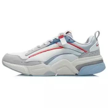 Li-Ning Мягкие удобные амортизирующие нескользящие низкие кроссовки для бега женские кроссовки серо-белые AGCR324-3 35