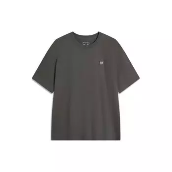 Li-Ning Мягкий, удобный, свободный, универсальный, круглый вырез, свитер, короткий рукав, футболка, унисекс, топы, графитово-серый AHSU743-11 S