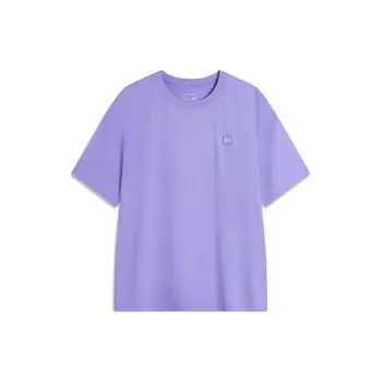 Li-Ning Мягкий, удобный, свободный, универсальный, круглый вырез, свитер, короткий рукав, футболка, унисекс, топы, синий, фиолетовый, AHSU743-13 S