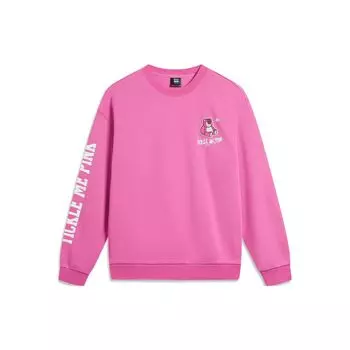 Li Ning Мультипликационный принт Флисовый антибактериальный свободный пуловер Толстовка унисекс толстовка Розово-фиолетовая AWDTE49-3 L