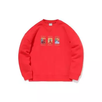 Li Ning мультяшный принт пуловер длинный рукав толстовка мужская толстовка красный AWDR021-2 XL