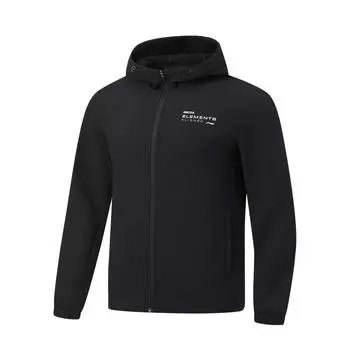 Li-Ning Мужская флисовая куртка с капюшоном и логотипом Fitness Series, теплая, черная, AFDT635-1 M