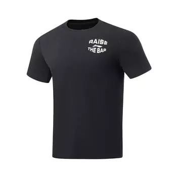 Li-Ning Мужская футболка Fitness Series Quick-Dry Solid Color Letter Print Short Sleeve T Shirt Men Tops Black ATST049-1 L