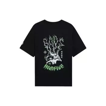 Li-Ning Мужская футболка с короткими рукавами и буквенным принтом серии Anti-Wu Herbs And Warriors, черные топы AHSS725-3 M