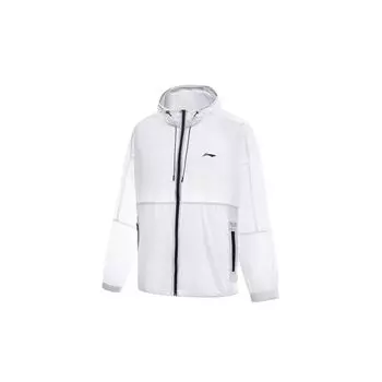 Li-Ning Мужская куртка Fitness Series с цветным логотипом и защитой от солнца, белая AFDT527-7 3XL