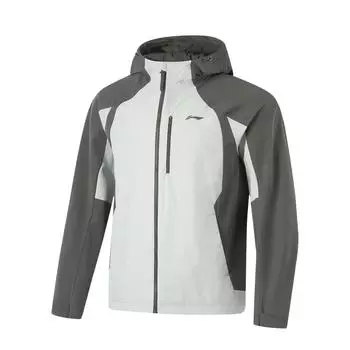 Li-Ning Мужская куртка Fitness Series Spliced Zipper с капюшоном, удобная, дышащая, флисовая, три в одном, теплая, водонепроницаемая, AWBU009-2 S