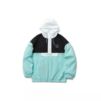 Li-Ning Мужская куртка свободного покроя с капюшоном Wade Series Half-Zip Color Block, синяя AFDR205-3 XXXL
