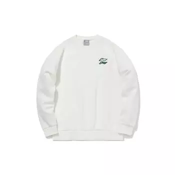 Li-Ning Мужская однотонная повседневная спортивная пуловер с круглым вырезом с длинными рукавами, мужская толстовка кремового цвета AWDQB71-1 XL