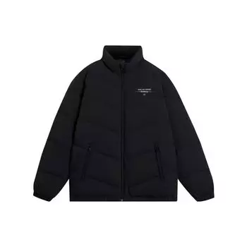 Li-Ning Мужская пуховая куртка на молнии с воротником-стойкой и логотипом, черная AYMS143-1 XL