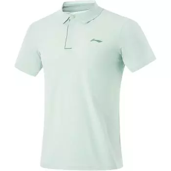 Li-Ning Мужская рубашка-поло Fitness Series с однотонным логотипом, удобная, дышащая, с коротким рукавом, светло-бирюзового цвета APLU121-5 2XL