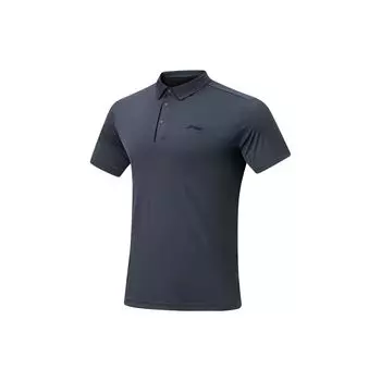 Li-Ning Мужская рубашка-поло Fitness Series Simple Solid Color Casual, цвет Cool-Black APLU255-3 L