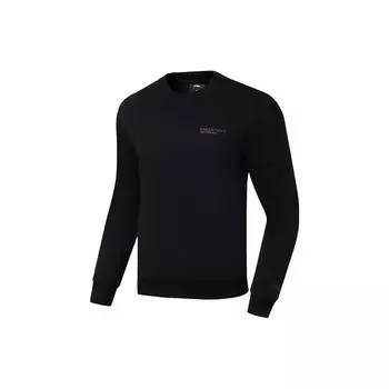 Li-Ning Мужская толстовка Fitness Series с круглым вырезом, однотонная, черная, AWDTC83-1 XXL