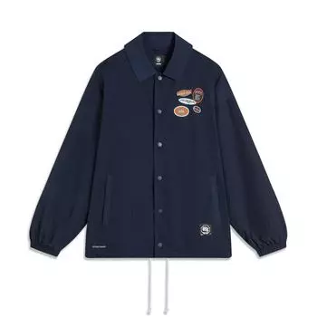 Li-Ning Мужская водонепроницаемая спортивная куртка свободного покроя Badfive, темно-синяя AFDU209-5 S