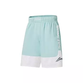 Li-Ning Мужские шорты Badfive Color Block Letter Print с эластичным поясом, спортивные, быстросохнущие, серо-голубые, AAPS055-3 XL