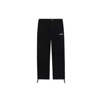 Li-Ning Мужские спортивные брюки Skateboard Series с вышитыми буквами, однотонные, прямые, черные AKXS801-3 L