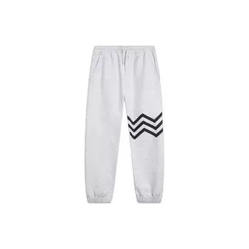 Li-Ning Мужские спортивные брюки Wade Series с многослойной надписью W и манжетами на шнурке, трикотажные, цвет серый, цвет цветка Chuan-серый камень AKLT491-2 M