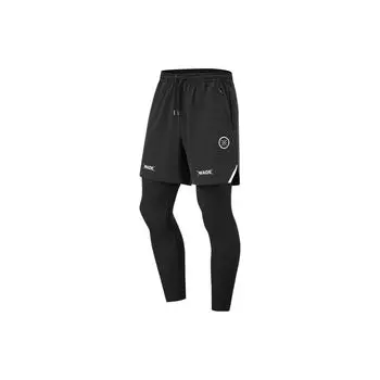 Li-Ning Мужские спортивные брюки Wade Series с буквенным принтом, два в одном, для фитнеса, черные AKST721-1 L