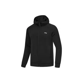 Li-Ning Мужские толстовки Fitness Series с капюшоном, однотонные, быстросохнущие, черные, AWDT521-1 S