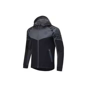 Li-Ning Мужские толстовки с капюшоном из флиса Wade Series Spliced Fleece Warm 3D Cut Black Cold-Black AWDT919-1 L
