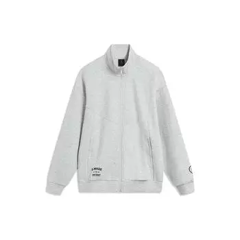 Li-Ning Мужские толстовки с капюшоном Wade Series Solid Color Zip с цветочным принтом, серо-голубые, речно-каменно-серые, AWDT495-2 3XL