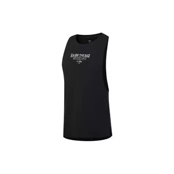 Li-Ning Мужской жилет Fitness Series с буквенным принтом, влагоотводящий, быстросохнущий, для спортзала, черный AVST067-1 S