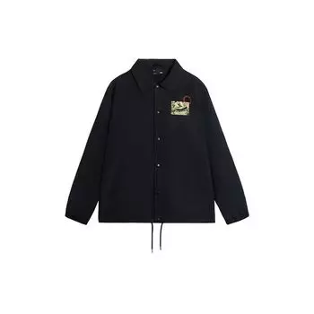 Li Ning Natural Skater Printed Polo Collar однобортная повседневная куртка мужская куртка черного цвета AFDS817-2 S