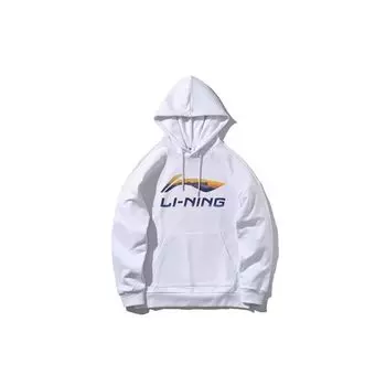 Li-Ning Неделя моды в Нью-Йорке, классическая толстовка с геометрическим узором и принтом логотипа, толстовка унисекс, белая, AWDP837-1 XL