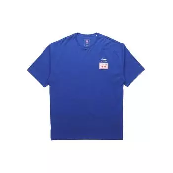 Li-Ning Неделя моды в Париже Коллекция SS20 Свободная футболка с круглым вырезом и коротким рукавом Мужские топы Темно-синие AHSQ269-2 XL