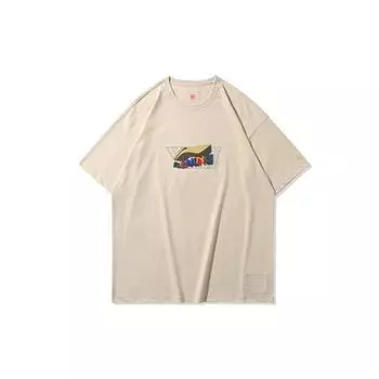 Li Ning Неделя моды в Париже Осень-Зима 2020 Серия Свободная футболка с коротким рукавом Мужские топы Серый AHSQ561-4 L