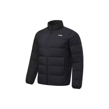Li-Ning Несезонная однотонная мужская куртка-пуховик с воротником-стойкой, приталенная, короткая AYMT101-1 M
