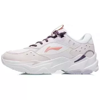 Li-Ning Нескользящие износостойкие низкие спортивные повседневные туфли женские кроссовки белые фиолетовые AGCS436-2 35
