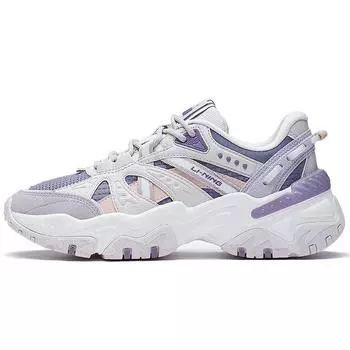 Li Ning New Path 2.0 Shock Absorbation Rebound Низкие спортивные повседневные туфли Женские кроссовки Белый Фиолетовый AGLS052-4 36