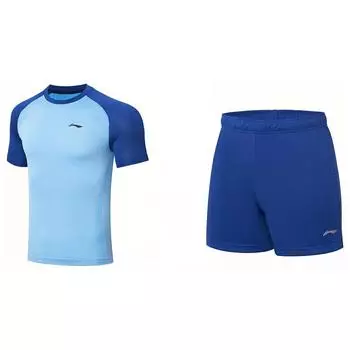 Li Ning New Ping Pong Rookie Series однотонный свитер с круглым вырезом, короткими рукавами, футболка и шорты прямого покроя со средней посадкой AATT003-2 XXL