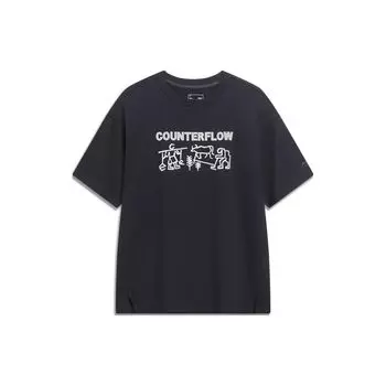 Li-Ning Ning CF Trace Series Tian Gong Kai Wu Футболка с круглым вырезом, топы унисекс, черные AHST605-4 XL
