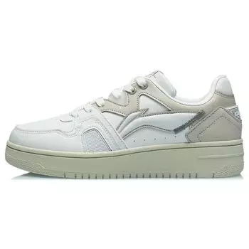 Li-Ning Non-Slip Wear-Resistant Low-Top Skate Shoes Women Sneakers Champagne White AGCR466-3 37