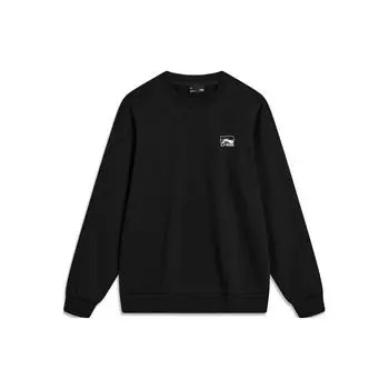 Li-Ning Новая модная спортивная серия пуловер с круглым вырезом для пары осенняя спортивная одежда с длинным рукавом толстовка унисекс толстовка черная AWDTB49-4 S