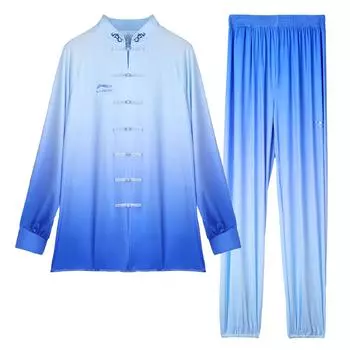 Li Ning Новый китайский стиль Градиентная тушь Стиль Шаолинь Ушу Выступление Тренировочный соревновательный костюм Унисекс Спортивная одежда LDHR149-4 2XS