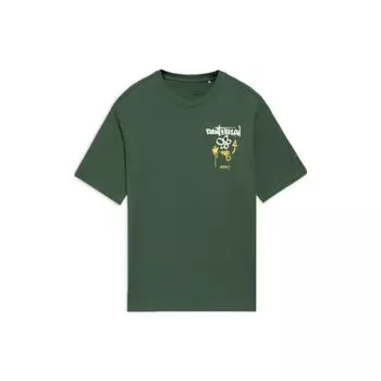 Li-Ning Облегающая футболка с принтом CF граффити и круглым вырезом, с короткими рукавами, топы унисекс, туманно-сосново-зеленый AHSS589-3 L