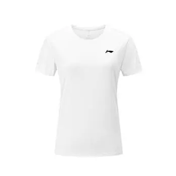 Li-Ning Однотонная быстросохнущая дышащая футболка с круглым вырезом и коротким рукавом для женщин, белые топы YTSU154-1 S