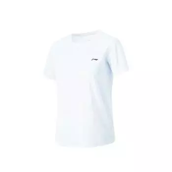 Li-Ning Однотонная быстросохнущая дышащая футболка с круглым вырезом и коротким рукавом для женщин, топы синего цвета YTSU154-4 S