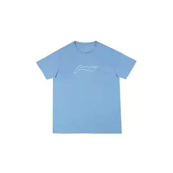 Li-Ning Однотонная быстросохнущая дышащая футболка с круглым вырезом и коротким рукавом для мужчин, топы Aurora-Blue YTSU141-3 S
