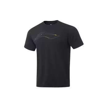 Li-Ning Однотонная дышащая футболка с коротким рукавом для мужчин, черная ATST021-1 M