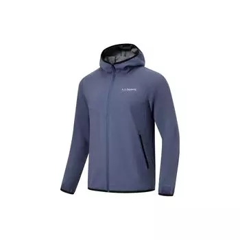 Li Ning однотонная флисовая спортивная куртка с капюшоном на молнии для мужчин, куртки темно-индиго AFDT835-2 M