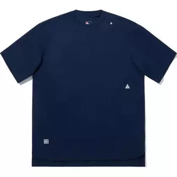 Li Ning Однотонная футболка с круглым вырезом, удобная, дышащая, свободного кроя, с коротким рукавом, мужская, темно-синяя AHSUE71-1 S